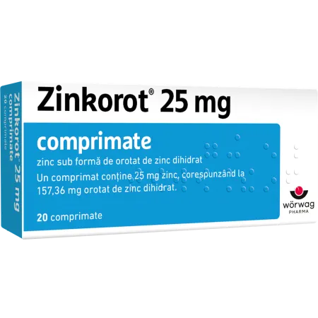 zinkorot 25 mg 20 comprimate worwag